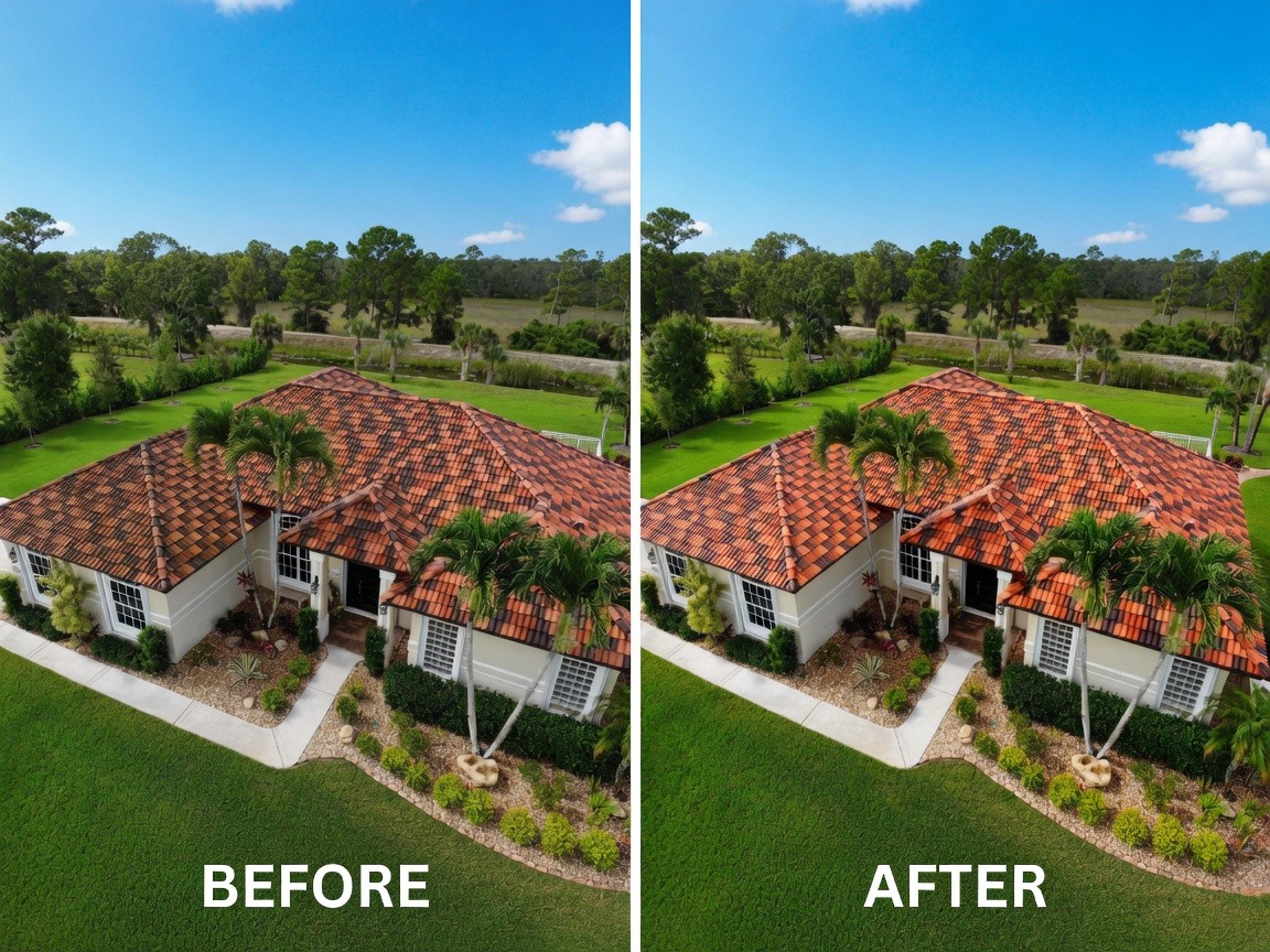 Roof soft wash completed in Windermere FL