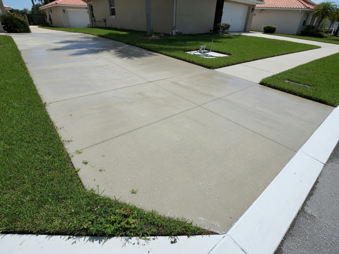 Clean hardscape surfaces after professional exterior washing