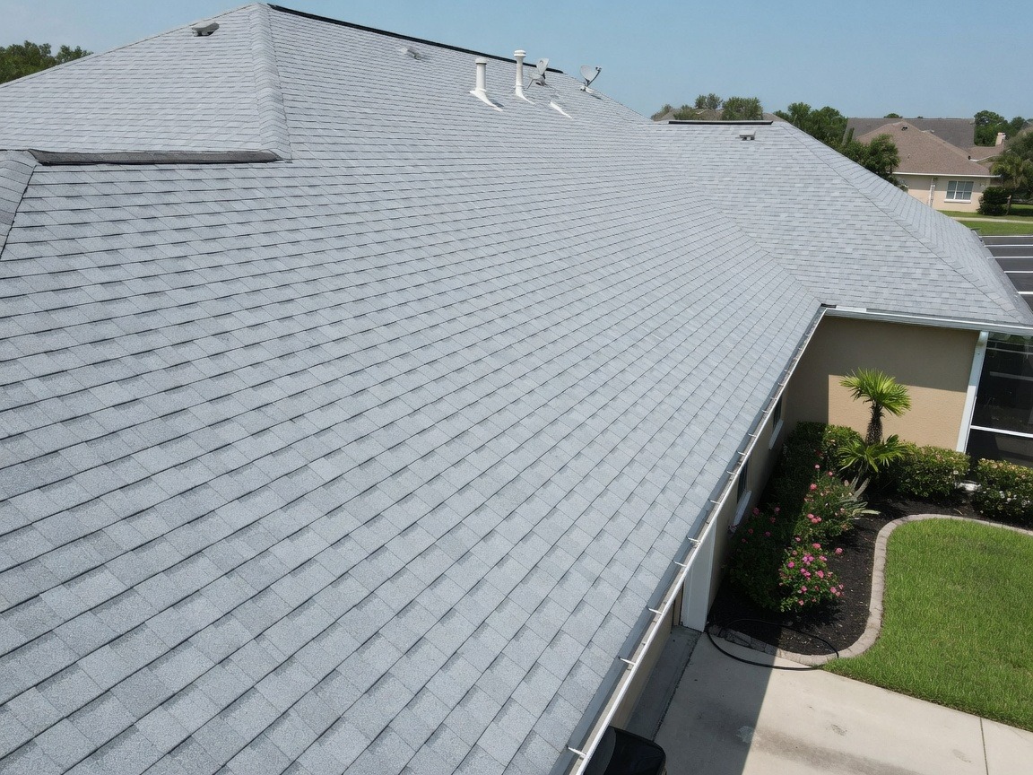 Clean asphalt shingle roof after soft washing in Orlando FL
